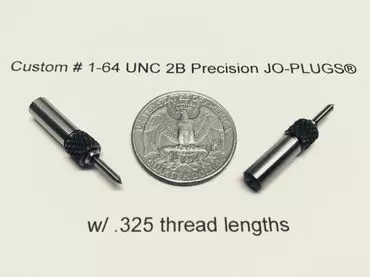 Custom # 1-64 UNC 2B Precision JO-PLUGS  with .32 thread lengths